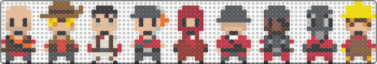 mini red tf2 mercs - gray,red,beige,tf2,team fortress 2,mercenary,small,easy,1 board,chibi