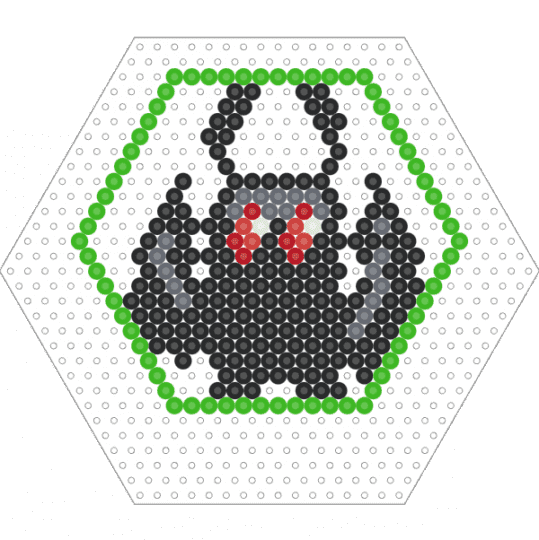 Mothman small 11x11 hexagon - black,green