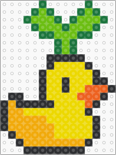 Rubber duck with sprout - green, yellow