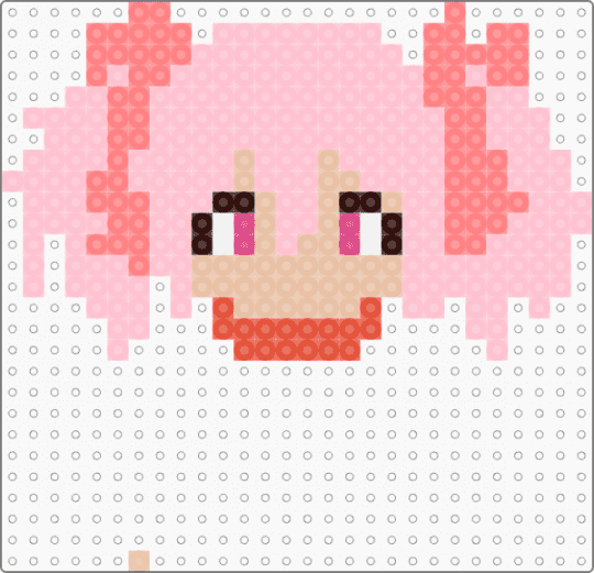 Madoka perler bead head - red,pink