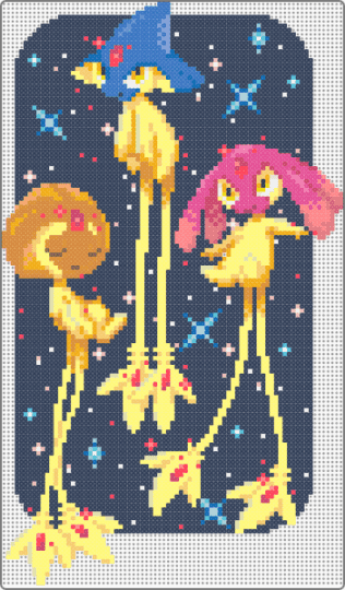 Lake Trio - purple,yellow,pokemon,mesprit,azelf,uxie