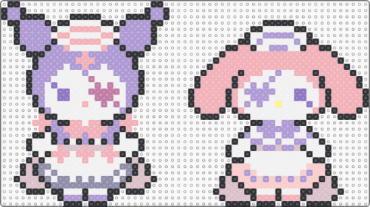 Fairy Kei Kuromi & My Melody - beige,pink,kuromi,my melody,fairy kei,kawaii,cute,decora,harajuku,sanrio