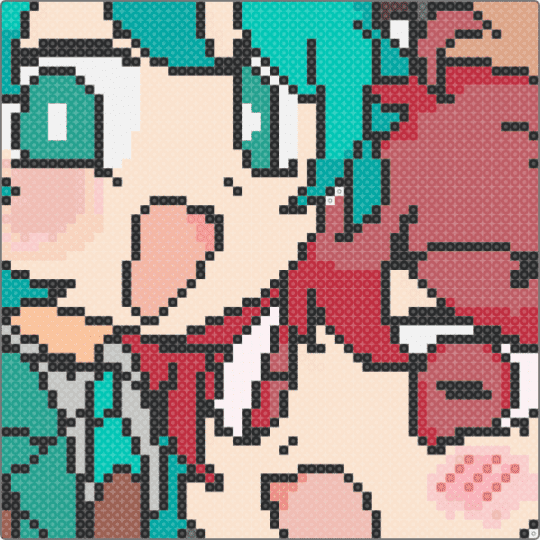 Miku & Teto single thing - beige, red, teal