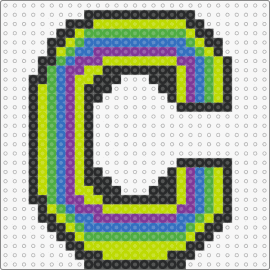 C - text,letter,c,neon,alphabet,bright,green,purple