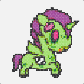 zombie pony - pony,zombie,unicorn,horse,undead,cute,spooky,imaginative,charm,edgy,green,purple