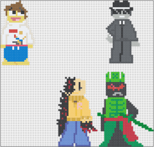 CHANCE, SHEDLETSKY,1x1x1x1, AND JOHN DOE (FROM FORSAKEN) - gray,beige,blue,colorful,characters,gaming,roblox,forsaken