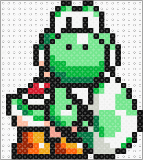 Yoshi frente y lado huevo color - teal,green