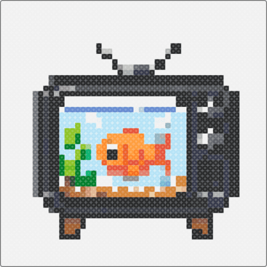 Fish tv - white,gray,light blue,green,colorful