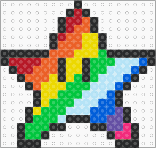 rainbow star - orange,yellow,green,light blue