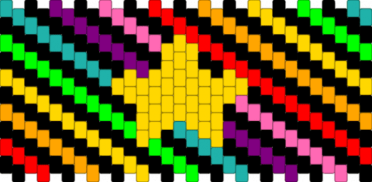 Black and rainbow striped cuff pattern - black,yellow,pink