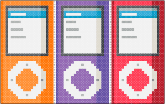 Ipod Nano Perler  V.2 - pink,beige,red,orange,frutiger aero,frutiger metro,ipod,y2k,aesthetic,media,nostalgic,music