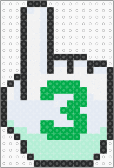 Player Three Wii Cursor Icon Perler - console, frutiger aero, gaming, green, light blue, nintendo, nostalgic, technozen, white, wii, y2k