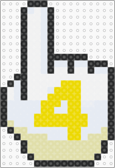 Player Four Wii Cursor Icon Perler - white,yellow,frutiger aero,technozen,wii,nintendo,y2k,gaming,console,nostalgic