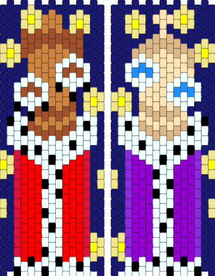 TADC Kinger & Queenie Matching Kandi Cuff - glitch productions, gooseworx, kinger, matching, pomni, purple, queenie, red, tadc, the amazing digital circus