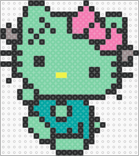 Sanrio Hello Kitty Halloween Frankenstein Perler - cat, cute, frankenstein, halloween, hello kitty, sanrio, spooky, summerween, teal