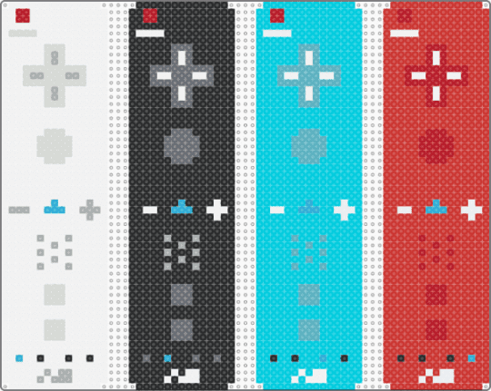 Nintendo Wii Remote Perler - console, frutiger aero, light blue, nintendo, nostalgia, red, technozen, video game, wii, y2k