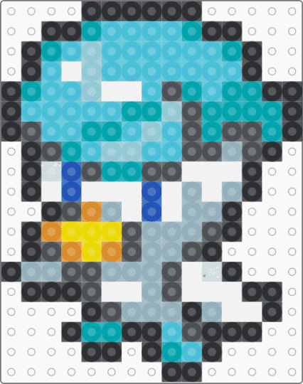 Quaxly Box Sprite - teal,light blue,gray,pokemon,quaxly