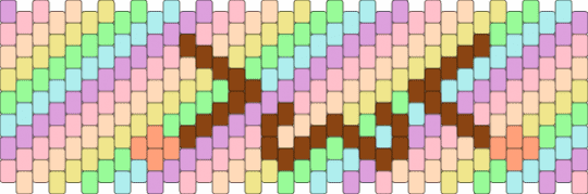 Pastel rainbow silly face cuff!! (Remix from pizookie) - pink,beige,yellow,light blue,pastel,rainbow,kandi,cuff,smirky face,silly,remix,cool