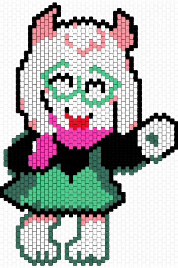 Deltarune Ralsei Waving Charm - charm, cute, deltarune, goat, green, pink, ralsei, teal, toby fox, white