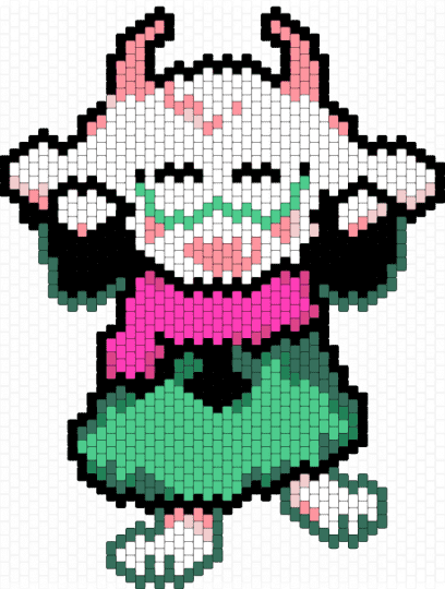 Deltarune Ralsei Fluffy Ears Sprite - character, charm, cute, deltarune, green, pink, ralsei, teal, toby fox
