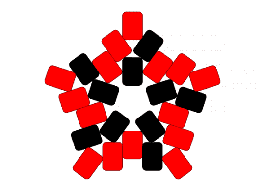 Red Swirly Star - black, red, star, swirl