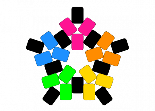 Rainbow Black Star 2 - colorful, green, orange, rainbow, star