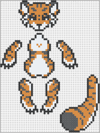 Tiger Hanging Doll (Orange Remix) - dangler, furry, gray, hanging doll, orange, perler, therian, tiger
