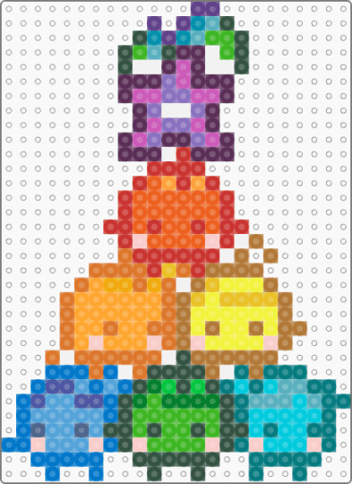Jumino - orange,tan,blue,light blue,pink,colorful