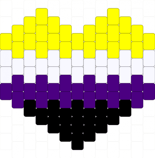 nonbinary heart⭐️⚪️💜⬛️ - gay, lgbtq, non binary, nonbinary, pride, purple, yellow