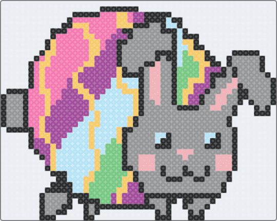 easter bunny nyan - pink,gray,easter,bunny,nyan,egg,grey,cute,retro,nestolgia
