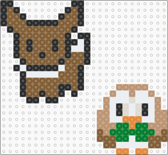 Eevee and Rowlet - tan