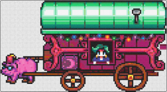 The Traveling Cart Lady (WIP) - teal,green,pink,brown,colorful,stardew valley,cozy gaming,caravan,gaming