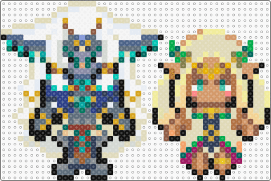 king rauru and queen sonia - beige,tan,teal,colorful,totk,tears of the kingdom,zelda,legend of zelda