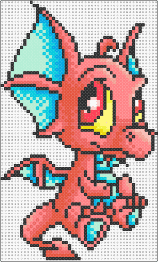 Baby Draik - light blue,red,neopets,baby,draik,dragon