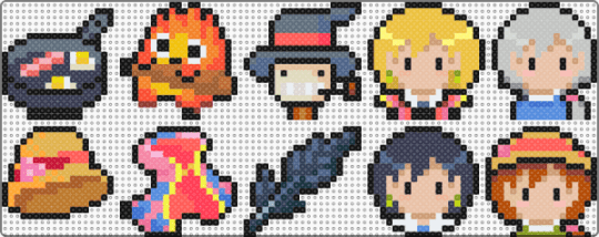 Howl's Moving Castle set - red,beige,yellow,blue,colorful,ghibli,miyazaki,sophie,howl,calcifer,turnip