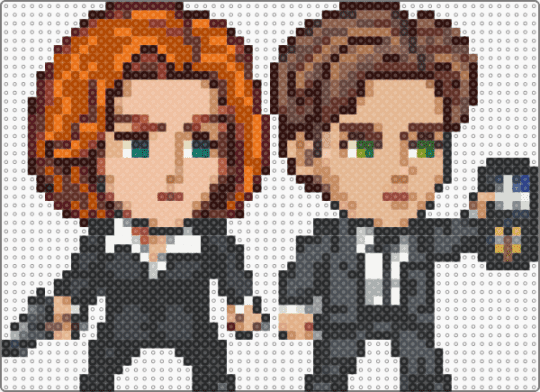 Mulder and Scully - brown,red,tan,beige,xfiles,the xfiles,aliens,scifi