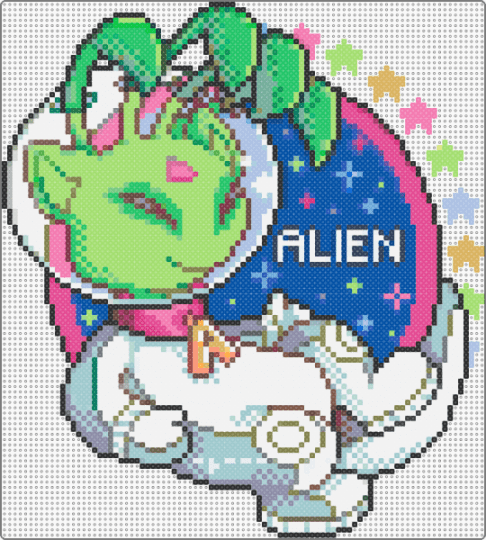alien aisha - green,light blue,pink,colorful,neopets,alien,aisha,alien cat,cat,astronaut