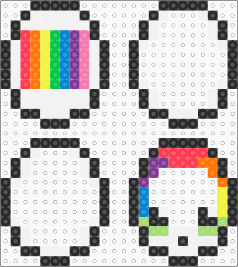Dandys World tamagotchi/shaker - black,white,pink,red,colorful,dandy,rainbow,tamagotchi,shaker,keychain