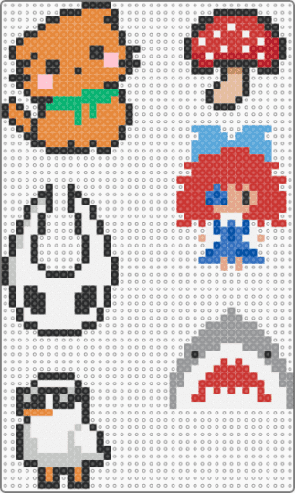 joyous little charms !!! - orange,beige,red,gray,charms,small,shark,mushroom,cat,duck