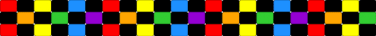 Rainbow checkered ladder stitch cuff - black,red,yellow,light blue