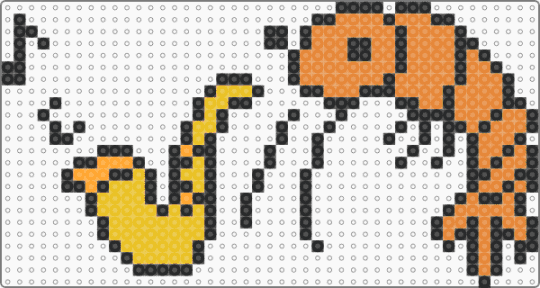 shrimp playing saxophone - orange,yellow,animal,shrimp,music