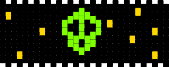 Alien Space cuff - black,yellow,green,cotdstars,star,space,alien,wierd,easy,begginer,simple