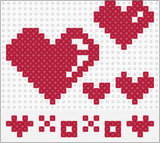 Pixel Heart Perler Reference - red,white,perler,valentines day,hearts,heart,cute,pixel art,easy,beginnerfriendly