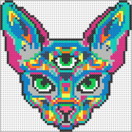 Psychedelic Three Eyed Cat - cat,animal,psychedelic,three eyed,creature,blue,pink,teal,colorful