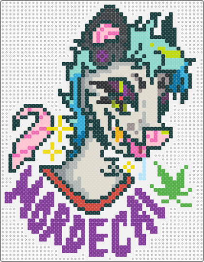 mordecai / fursona badge - white,pink,light blue,beige,furry,possum,fursona,furry badge,colorful