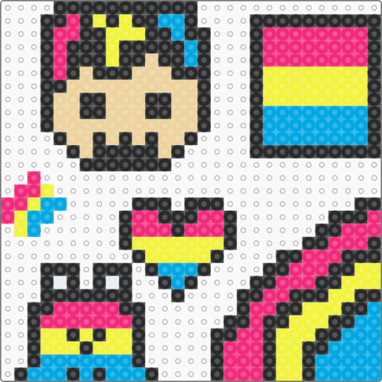 Pan perler stuff :3 - pink,yellow,light blue,blue,pan,pansexual