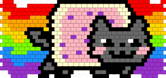 Nyan cat peyote stitch! - purple,gray,red,colorful,nyan cat,scenecore,scene,cat,nyan,kandi,peyote