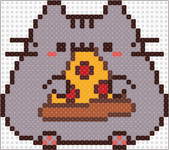 Pizza Pusheen - brown, gray