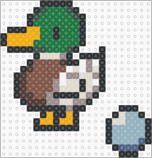 Duck and Egg - green,orange,tan,colorful,duck,keychain,perler,egg,mallard