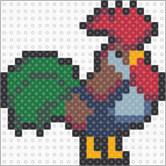 Rooster - red,green,tan,colorful,rooster,chicken,farm,poultry,perler,bird